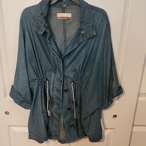 Anthropologie Denim Drawstring Jacket PILCRO